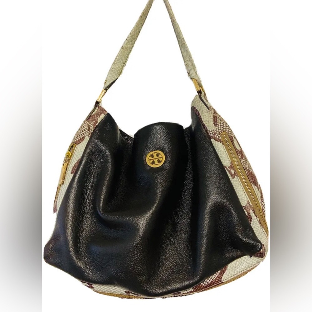 Tory Burch Stunning Britten Leather Snake Embossed Chain Crossbody Bag